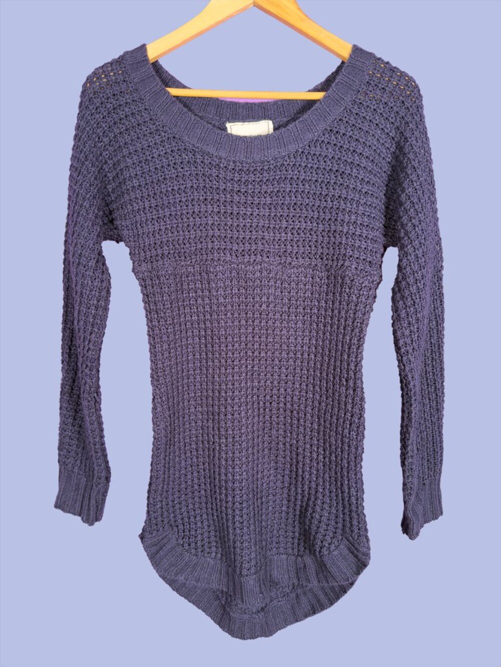 Urban Heritage 1975 Open Knit Scoop Neck Sweater Purple Tunic Pullover Large